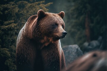 Obraz premium Brown Bear, a Dangerous Predator in the Wild