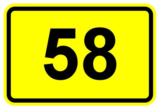 Illustration eines Bundesstra&szlig;enschildes der B 58 in Deutschland