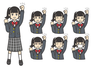 ブレザー 女子学生 ガッツポーズ 02