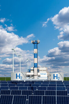 Hydrogen factory concept. Hydrogen production from renewable energy sources	