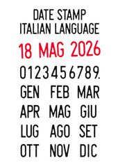 Vector illustration of editable dates stamps in Italian language (days, months, years)