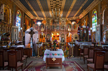 Interior of the Neo Greek-Catholic Church of St. Nicetas the Martyr. Kostomłoty, Lublin Voivodeship, Poland. - obrazy, fototapety, plakaty