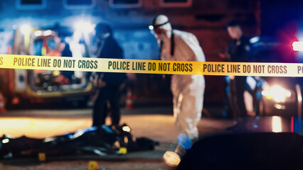 Close Up Shot Focused on Yellow Tape Showing Text 