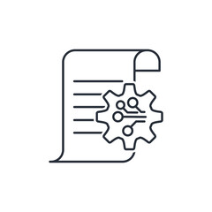 Electronic document. digital information. Data processing. Vector linear icon isolated on white background.