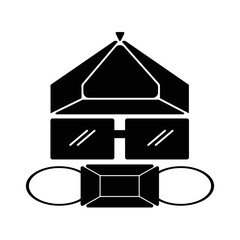 illustration vector graphic of glasses hat and mask logo