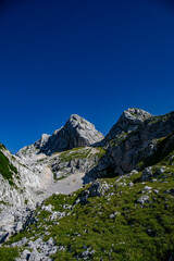 Fototapeta na wymiar Hiking to Škednjovec peak in Bohinj 