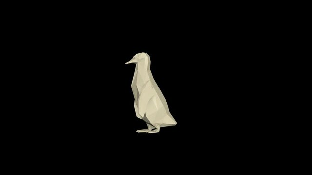 Low Poly 3D Penguin Animation Transparent Alpha Video
