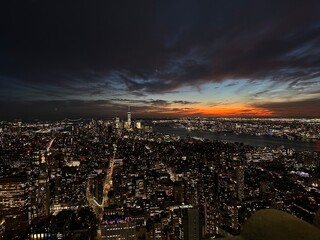 city, New York, sunset, Empire State Building, view, city, travel, sky, buildings