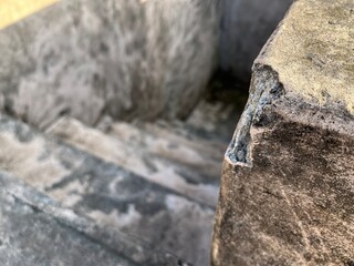 Selective focus of ancient wall and stairs of historical and cultural tourism in Yogyakarta, Indonesia.