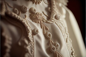 Obraz premium Wedding Dress, Bride clothing closed up (Ai generated)