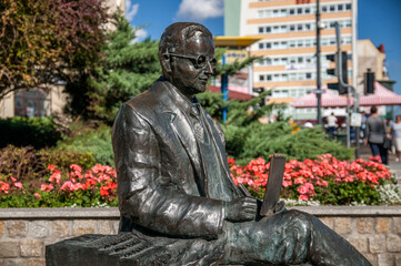 Monument - Marian Rejewski's bench. Bydgoszcz, Kuyavian-Pomeranian Voivodeship, Poland.