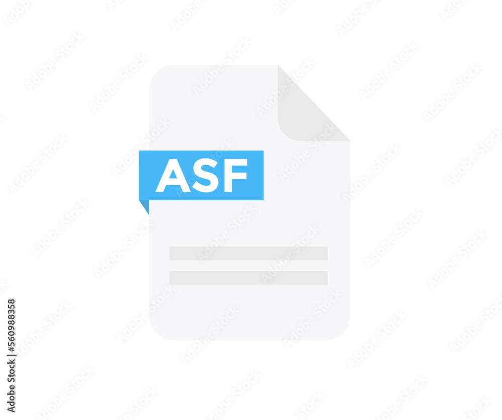 Poster file format asf logo design. document file icon. element for applications, web sites & data services