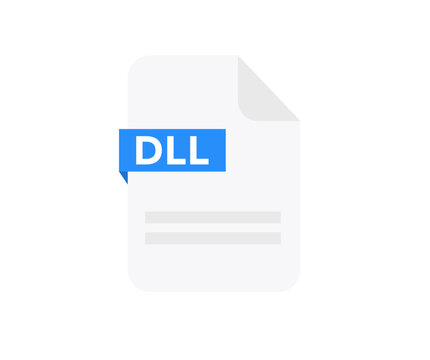 File format DLL logo design. Document file icon, internet, extension, sign, type, presentation, graphic, application. Element for applications, web sites, data services vector design and illustration.