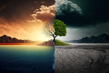 landscape photo representing climate change.	
