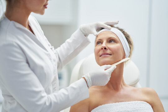 A scene of medical cosmetology treatments botulinum injection.
