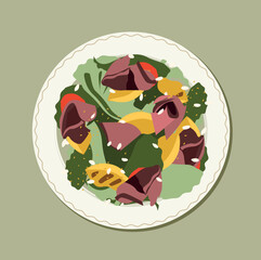illustration of a bowl of vegetables. vector vegetable salad