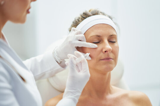 A scene of medical cosmetology treatments botulinum injection.
