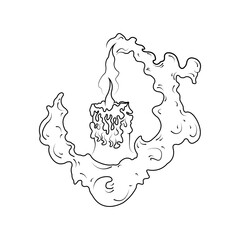 illustration vector graphic of candle and smoke line