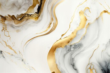Elegant abstract marble-style background, adorned with lavish gold brushstrokes and shades - perfect texture or wallpaper for luxury interior design projects, generative ai