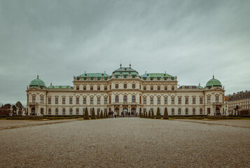 Fototapeta na wymiar Upper Belvedere palace and gardens in winter, Vienna, Austria - January 6, 2023