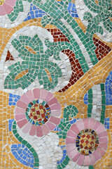 Colorful external mosaic from Palau de la Musica Catalana in Barcelona