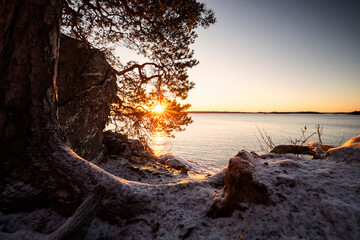 sunrise at Baltic sea shore