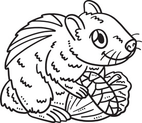 Baby Chipmunk Isolated Coloring Page for Kids