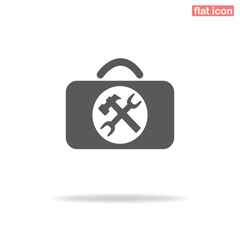 Icon simple suitcase with tools. Minimalism, vector illustration. Silhouette icon.
