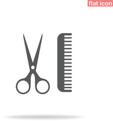 Simple barber shop icon. Minimalism, vector illustration. Silhouette icon.
