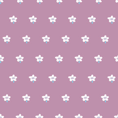 pattern with repeating white flowers on a lilac background
