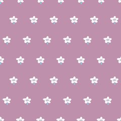 pattern with repeating white flowers on a lilac background