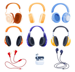 Headphone. Audio devices for listening to music. Individual devices for sound reproduction. Vector illustration