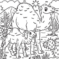 Mother Dromedary and Baby Dromedary Coloring Page