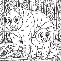 Mother Panda and Baby Panda Coloring Page for Kids
