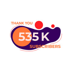 THANK YOU 535K FOLLOWERS CELEBRATION TEMPLATE PURPLE COLOR DESIGN VECTOR GOOD FOR SOCIAL MEDIA, CARD , POSTER