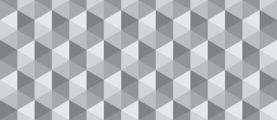 Abstract triangle pattern. Gray polygonal background. Seamless geometric cube pattern