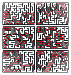 Fototapeta na wymiar Abstract maze. Find right way. Isolated simple square maze black line on white background. Vector illustration.