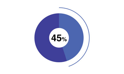45 percent pie chart blue color, pie chart vector for blue color