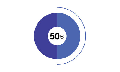 50 percent pie chart blue color, pie chart vector for blue color
