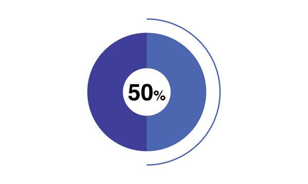 50 percent pie chart blue color, pie chart vector for blue color