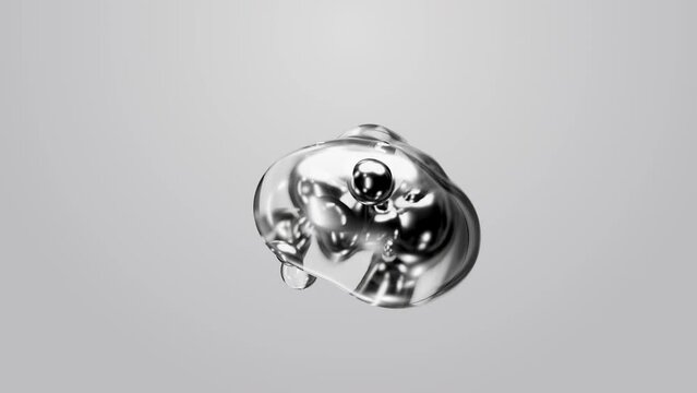 3d render motion design wallpaper animation business presentation monochrome grey white metaball gray liquid water soapy mercury bubble metasphere ball silver metal transition deformation metaverse