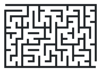 Abstract maze. Find right way. Isolated simple square maze black line on white background. Vector illustration.