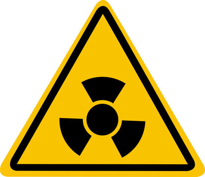 A Yellow Triangle With A Shamrock Inside. Sign Of Radioactive Danger. Caution And Warning.