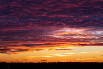 Fototapeta na wymiar Sunset sky, orange and pink clouds