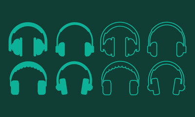 Headphones vector set icon. Modern vector set icon design template
