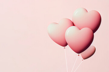 Fototapeta na wymiar Pink hearts balloons mockup for valentine's day
