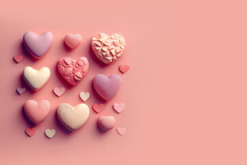 Fototapeta premium Background with pink hearts mockup for valentine's day