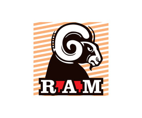 GREAT STRONG RAM HEAD LOGO, silhouette of goat face angry vector illustrations