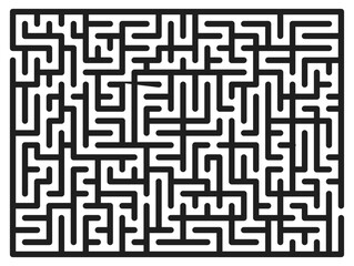 Abstract maze. Find right way. Isolated simple square maze black line on white background. Vector illustration.