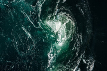 Heavy swirl of water due to strongest tidal current in the world in Saltstraumen in Norway...